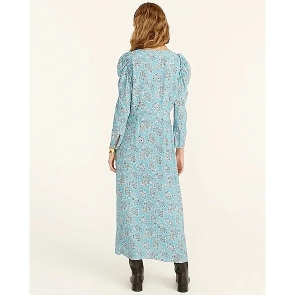 NWT J. Crew Drapey Puff Sleeve Dress Paisley‎ Bunch Romantic Spring Cottagecore